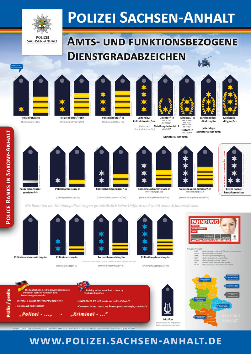 Amtsbezeiuchnungen Polizei Sachsen-Anhalt